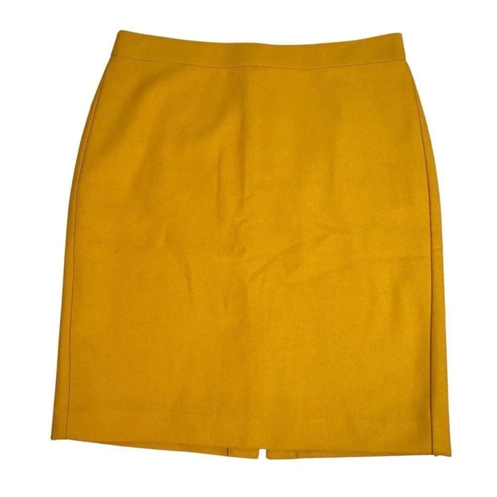 J Crew Womens Wool Blend Pencil Skirt size 10 Mustard